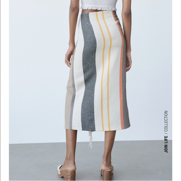 Zara striped skirt with fringes - Picture 10 of 15
